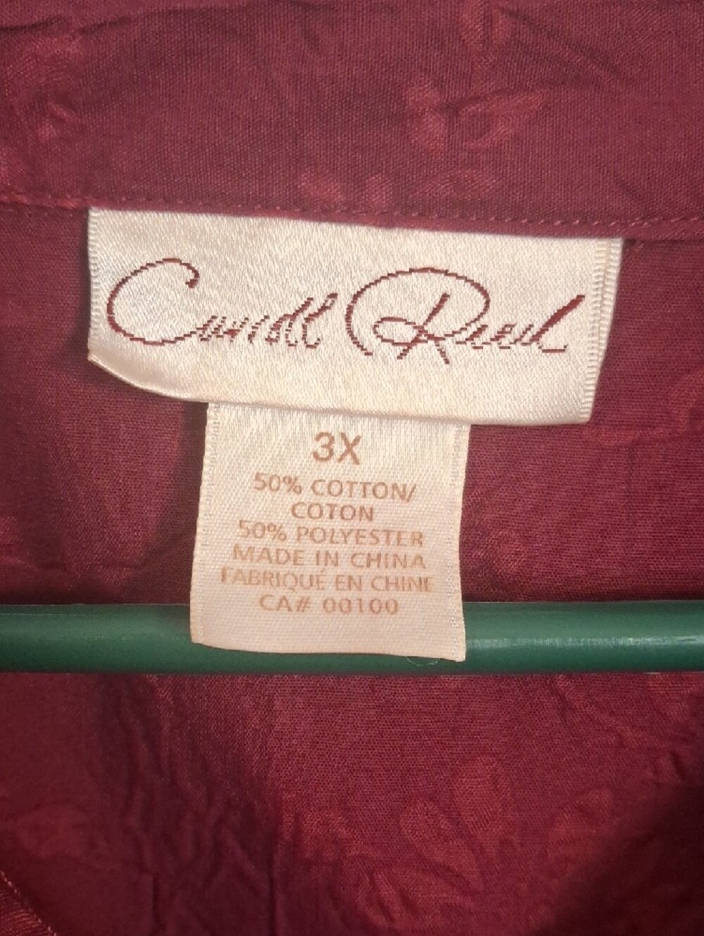 Carroll Reed Vintage Wine Burgundy Floral Jacquard Button Down Shirt Plus 3X - Picture 2 of 7